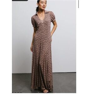 NWT Bohme | Lace Button Up Dress in Mocha - Medium